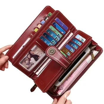 High Quality Women Wallet Anti-theft Leather Wallets For Woman Long Zipper Large Ladies Clutch Bag Female Purse Card Holder 1