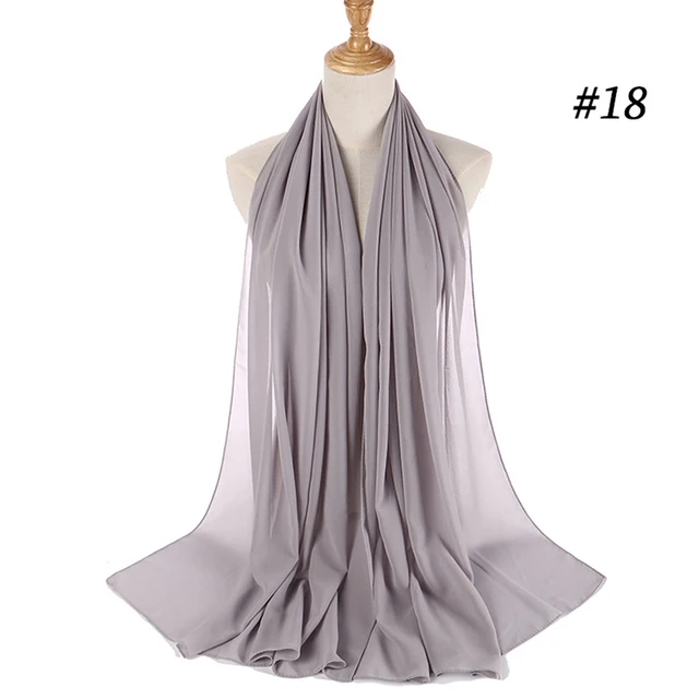 Musulman en mousseline de soie Hijab femmes bulle en mousseline de soie écharpe pour femmes dames voile musulman Islam couleur unie malaisie Musulman Wrap foulards