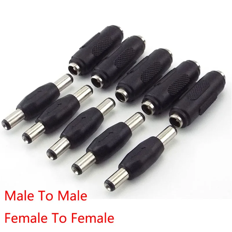 DC connectors 5.5mm*2.1mm male to male plug jack female to female socket for CCTV camcer panel mounting adaptor