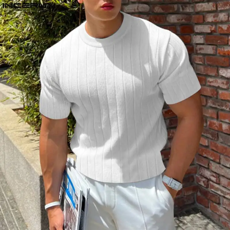 Handsome Well Fitting Tops INCERUN New Men Knitted ONeck Well Fitting