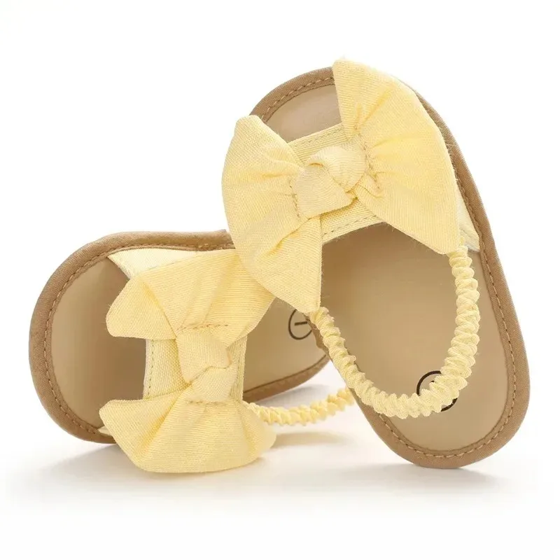 Baby Girls Bow Knot Sandals Summer Soft Sole Flat Princess Dress Shoes Infant Non-Slip First Walkers Footwear for Beach Slippers