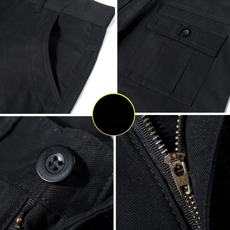 Men's 5-point Multiple Pockets Casual Summer Thin Pure Cotton Work Shorts Trend Loose Breeches Fashion Sports Pants