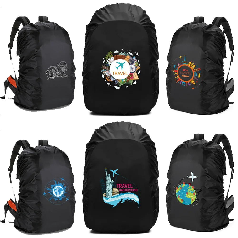 20L-70L Backpack Rain Cover Waterproof Multipurpose Travel Pattern Print Adjustable Portable Outdoor Sport Cycling Case Bag