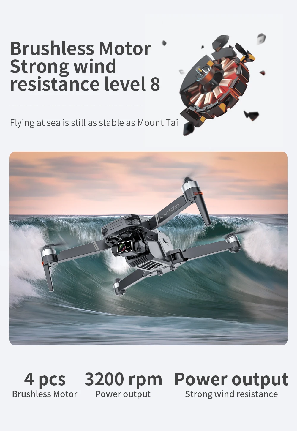 New GPS Drone, Brushless Motor wind sesistance level 8 Flying at sea is still as stable as Mount