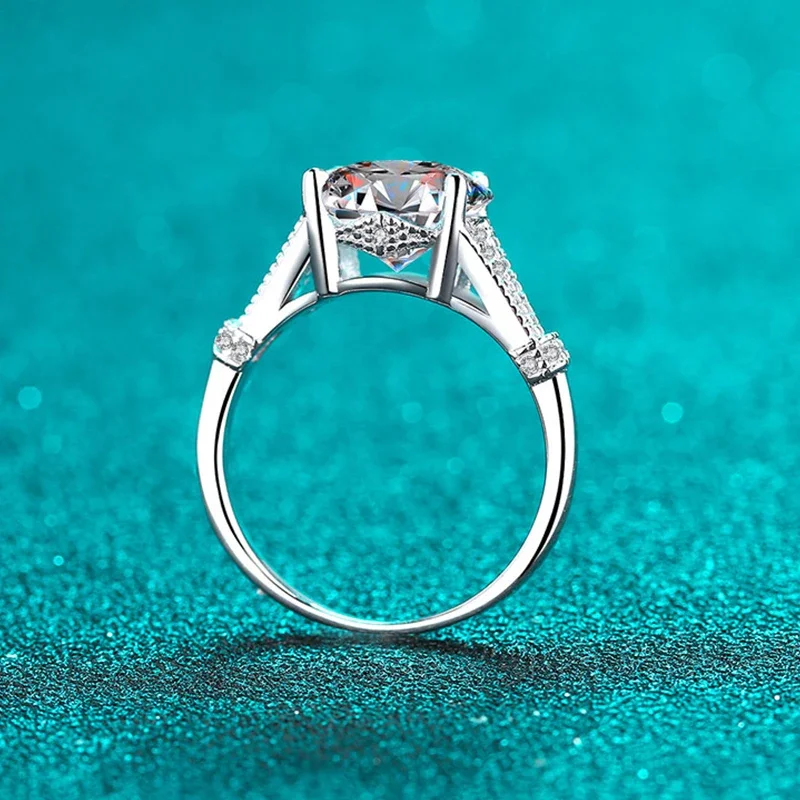 NeeTim 3ct 8x10mm Oval Cut Moissanite Engagement Ring Women Bridal Proposal Rings S925 Sterling Silver Wedding Band With GRA 3