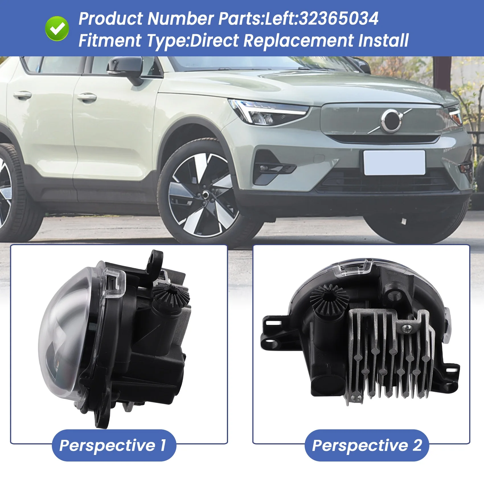 볼보 S90 V90 2021-2024 XC40 C40 차량용 AT-Car 전면 범퍼 안개등 어셈블리