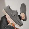 Fashion Khaki Casual Shoes For Men Suede Leather Loafers Men Platform Slip-on Men's Driving Shoes Lightweight Leisure Men Shoes 4
