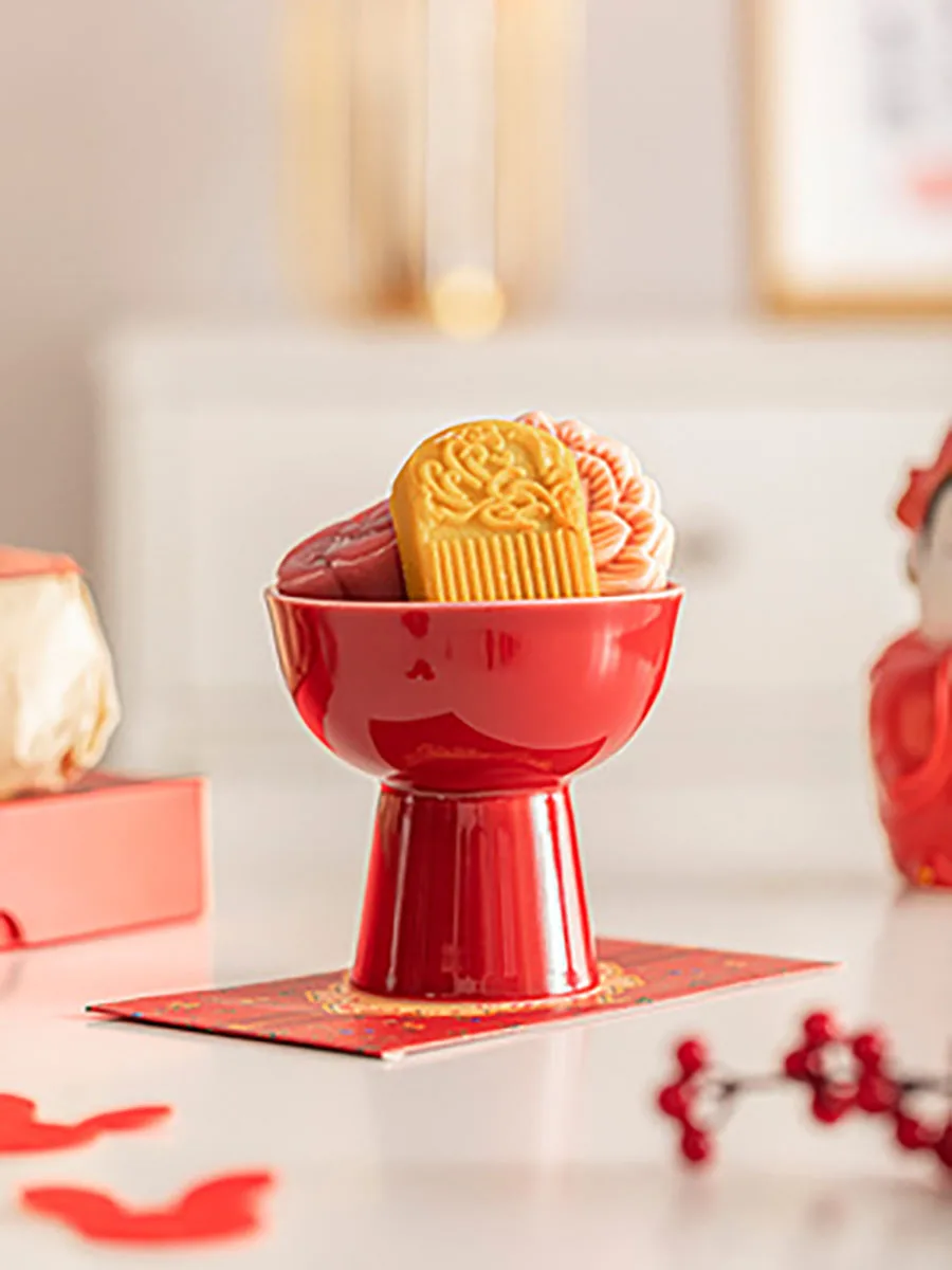 Round Fruit Basket Dish, Chinese Wedding Container for Kitchen Counter, Table Centerpiece, Decorative Home Decor, Gifts