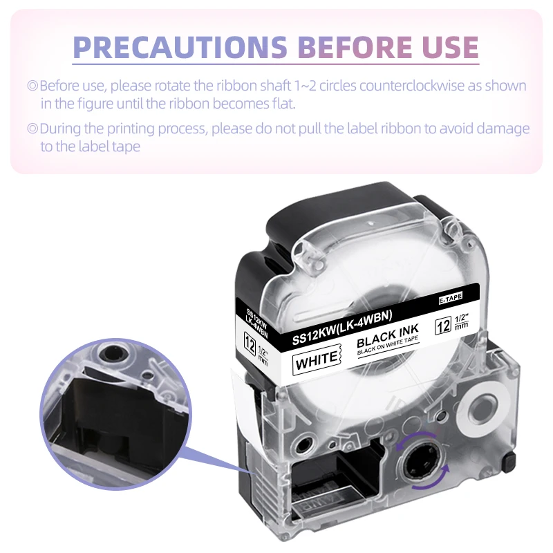 Iboqvzg 12 18 24 mm Fitas de Etiquetas Ss12kw Compatível para Epson Lw400 Lk4wbn Trabalhos de Etiqueta Lw300 400 500 600p 700 Fabricante de Etiquetas 10pk - Imagem 3