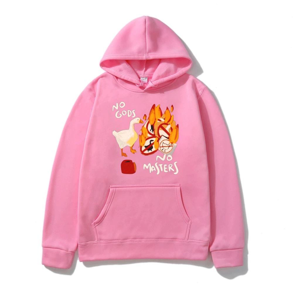 Funny Untitled Goose Game No God No Masters Meme Graphic Hoodie Men's Women's Oversized Hooded Sweatshirts Harajuku Pullovers