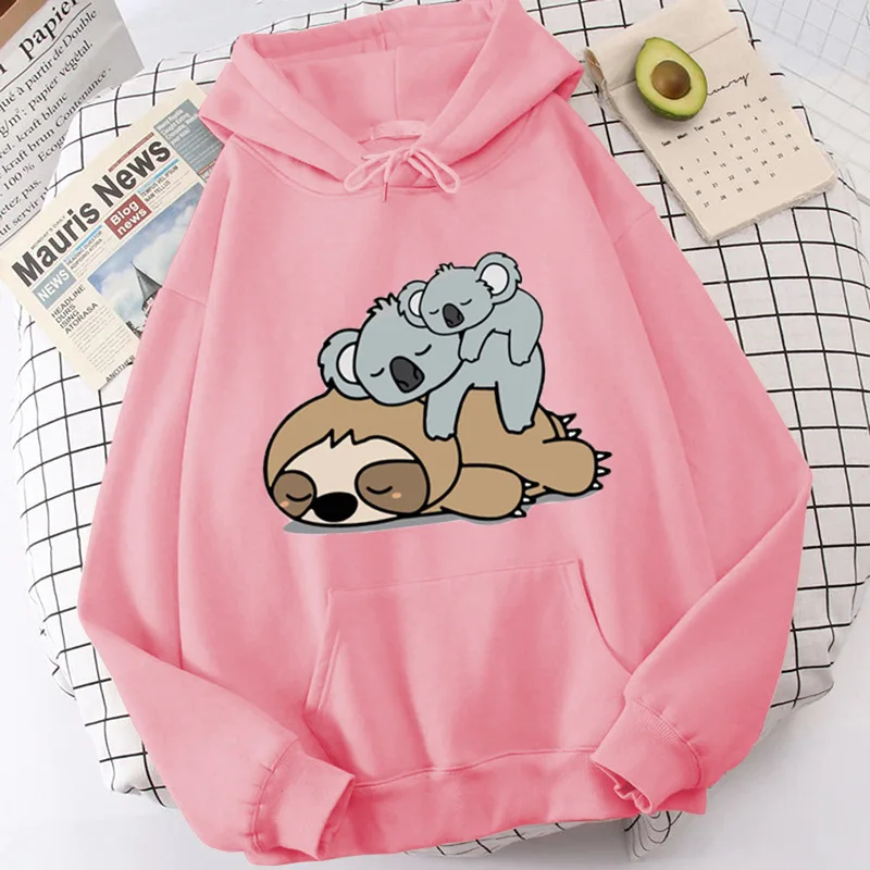 Pink Koala Pattern Print Women Pullover Hoodie main image 1