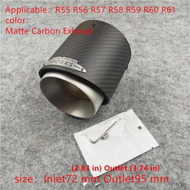 1 X MINI JCW Schwarz Geschmiedete Kohlefaser Auspuffspitze
