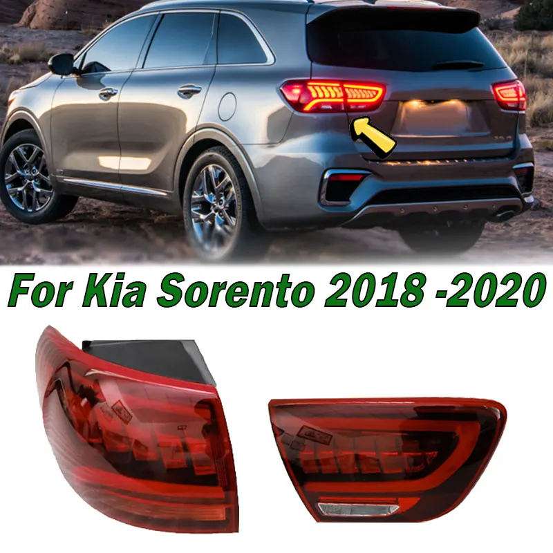 Auto LED Rear Tail Light For Kia Sorento 2018 2019 2020 Warning Brake Stop Fog Lamp Turn Signal Light Taillight Car Accessories