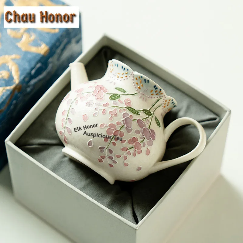 160ml Hand-painted Wisteria Flower Teapot Retro Tea Infuser Pot Tea Maker Kettle With Ball Hole Tableware Accessories Collection