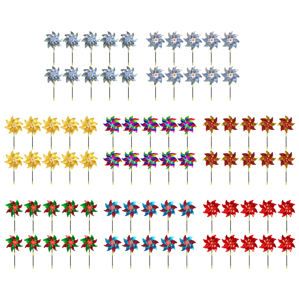 10Pcs Reflective Pinwheels Design Bird Repellener with Stakes Sparkly Windmill Bird Deterrent Devices Home Garden Decorative