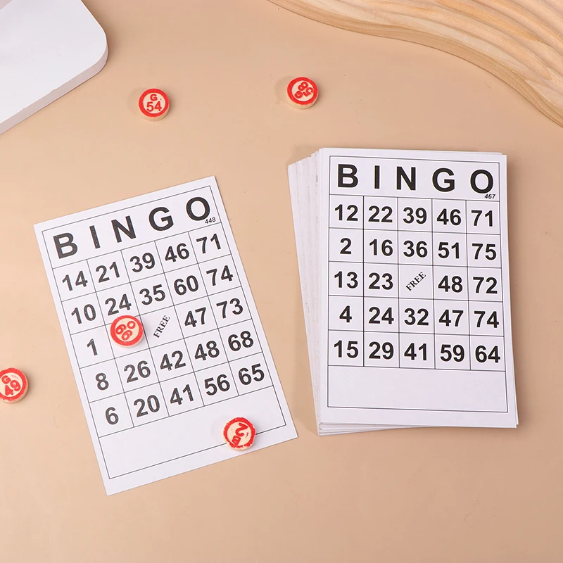 40Pcs Bingo Cards Easy Read 75 Numbers Chips Card Game Board Game Activity Intelligence Educational Bingo Toys For Kids bingo game set,plastic bingo markers,plastic game chips