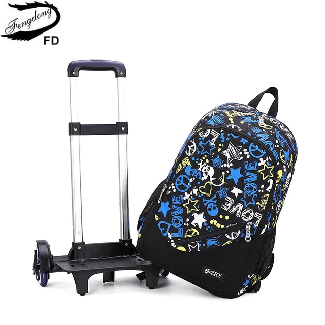 Fengdong carrello staccabile kit zaino scuola ruota ragazzo borse da scuola  con ruote per ragazzi bookbag arrampicata scale zaino rotante - AliExpress