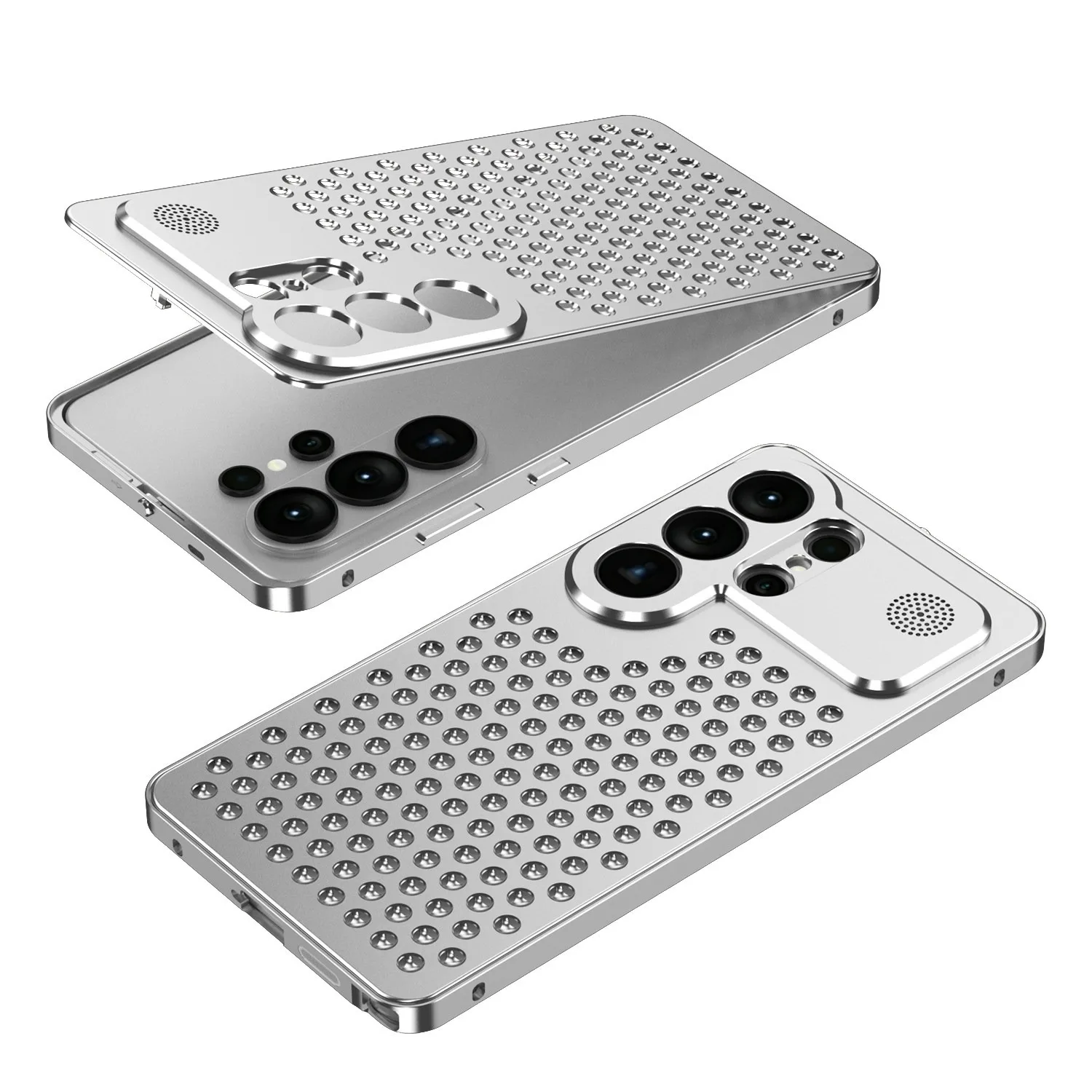 Elegant Hollow Out Metal Frame Phone Case with Heat Dissipation and Fragrance Feature
