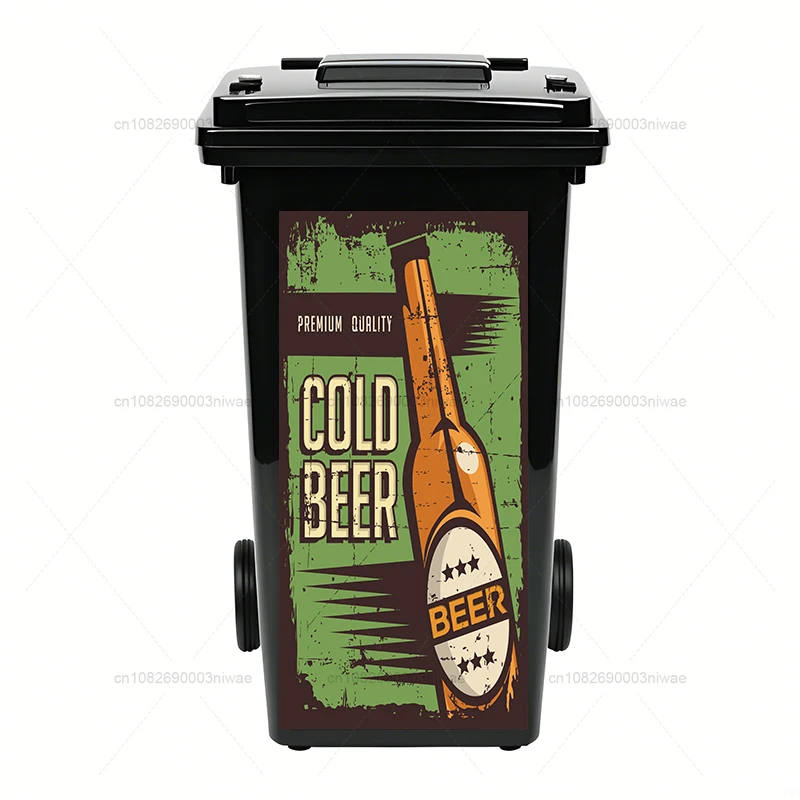 Trash Can Sticker Beer pattern series outdoor trash can stickers decorative murals PVC waterproof and oil resistant stickers