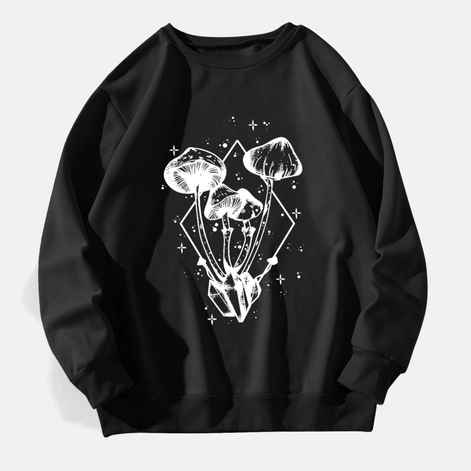 

Oversize Sweatshirts Women Mushroom Print Graphic Hoodies Vantage Crew Neck Sweater Harajuku Sports Hooded Pullovers Tops