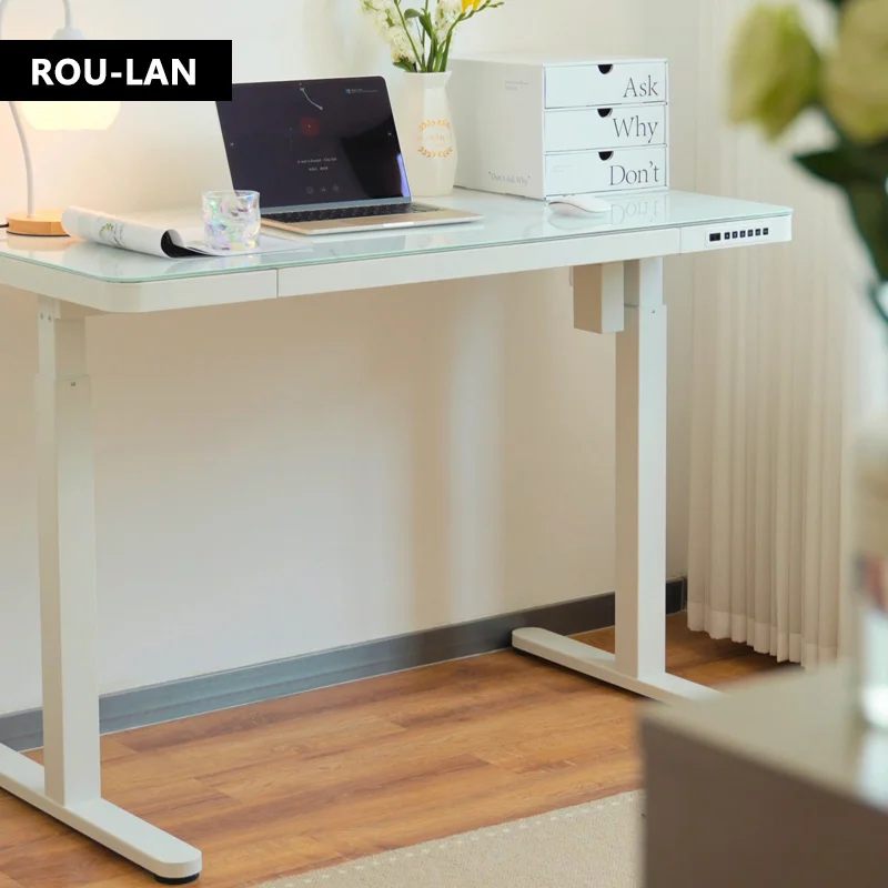 Electric Lifting Table standing desk Home Workbench Computer Desk Desk Study Table Office Tempered Glass Gaming