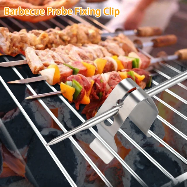 2PCS Stainless Steel Grill Clip Meat Thermometer Probe Clip Holder Ambient  Temperature Readings BBQ Oven Grill Clip - AliExpress