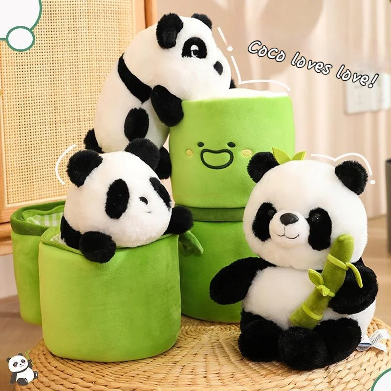 

New Bamboo Tube Panda Plush Toys Creative National Treasure Souvenirs Into Dolls Plushie Toys Doll Kawaii Children Birthday Gift