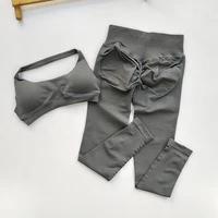 Sports Suit Women's Running 2PCS Set Seamless Yoga Thin Straps Beautiful Back Fitness Bras Gym High-waisted Peach Leggings Sets - Image 6