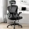 Ergonomic Office Chair, Home Office Desk with Headrest, High Back Mesh Chair with Flip-up Armrests, Offices Chairs 1