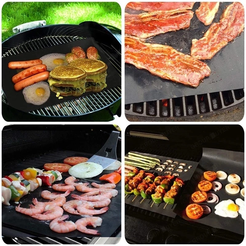 BBQ Grill Mat 40X33CM Non Stick Barbecue Grill Liners Oven Foil Barbecue Liner Mat Kitchen Tools Accessories 1/5/10pcs 50% bbq grill mat