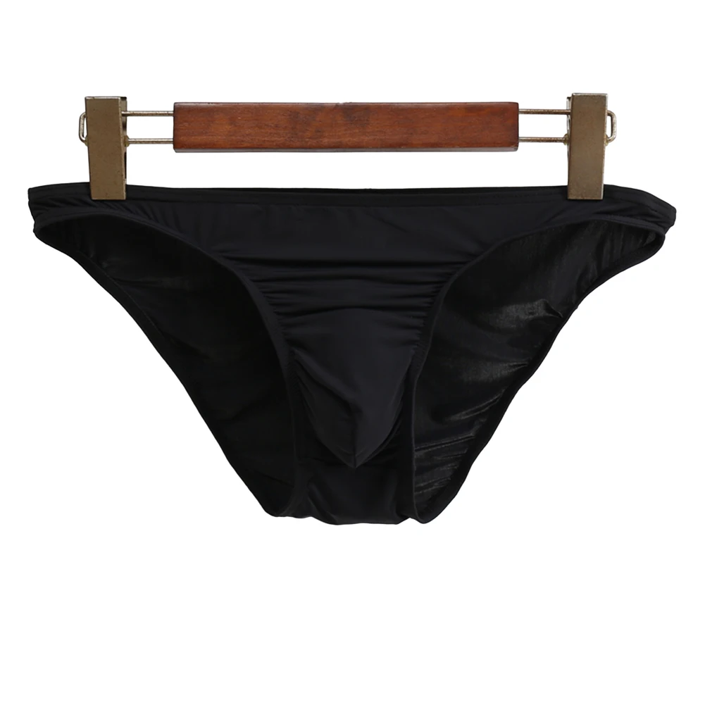Sexy Men Bulge Pouch Thong Men's Underwear Silk Sexy Briefs Plus Size Solid Color Basic Underpants Ultra-soft Lingerie Hombre