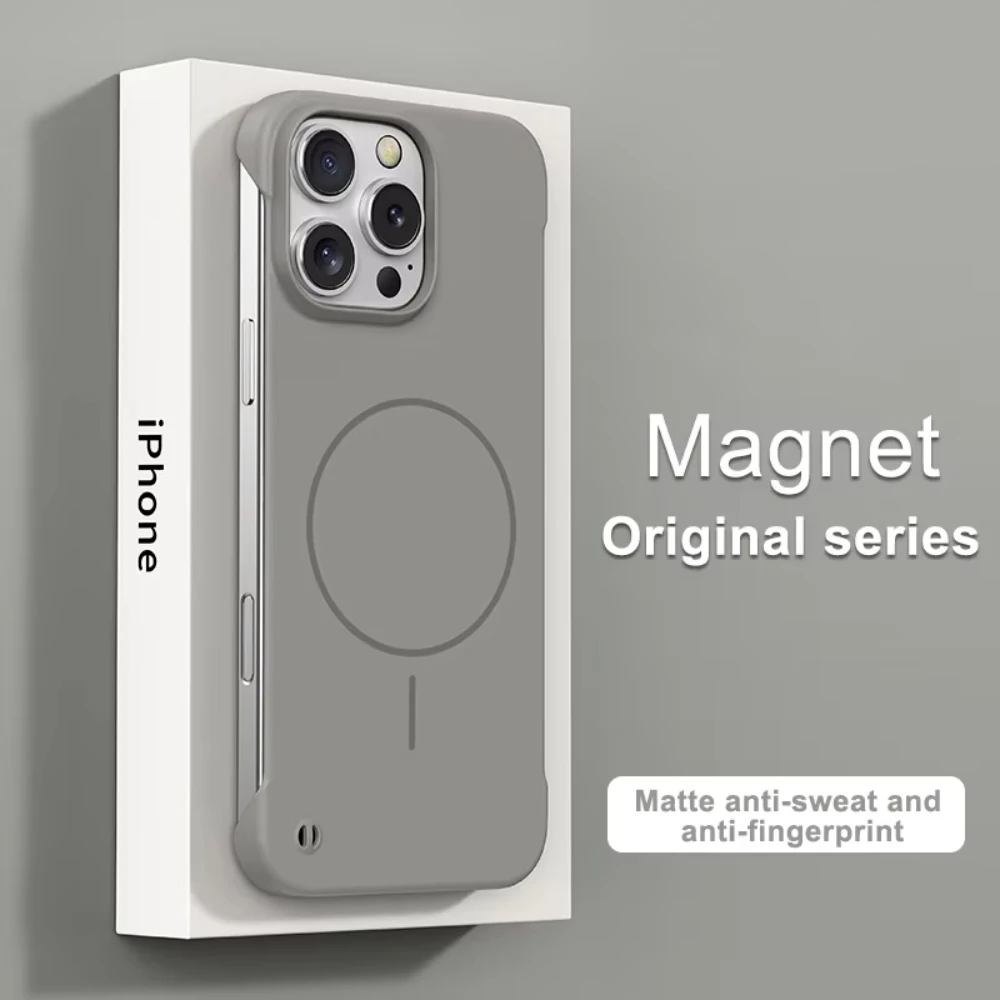 Frameless Matte Magnetic Shockproof Phone Case with Magsafe Compatibility