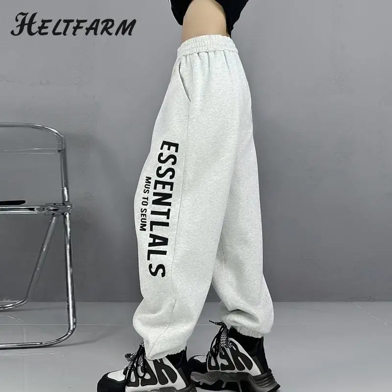 

Hip Hop Jazz Corset Sweatpants For Women Y2k Korean Fashion Bottoms Printed Lettered Loose Casual Wide-Leg