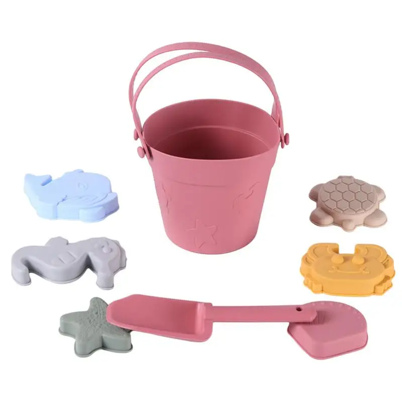8pcs/Set Beach Toys Eco-Friendly Silicone Fun Summer Outdoor Toys for Kids with Bucket 5