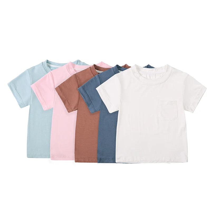 Bamboo Fiber Summer Infant T-Shirt Baby Boys Girls Round Neck Short Sleeve Top Pullover Toddlers Casual Newborns Tees 2