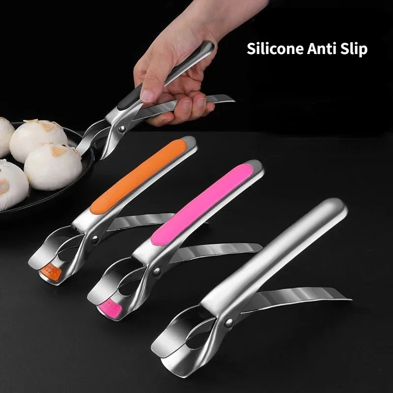 

Stainless Steel Anti-scalding Bowl Clamp Non-slip Fetching Pliers Silicone Handle Kitchen Tools Multi-function Chuck Bowl Lifter