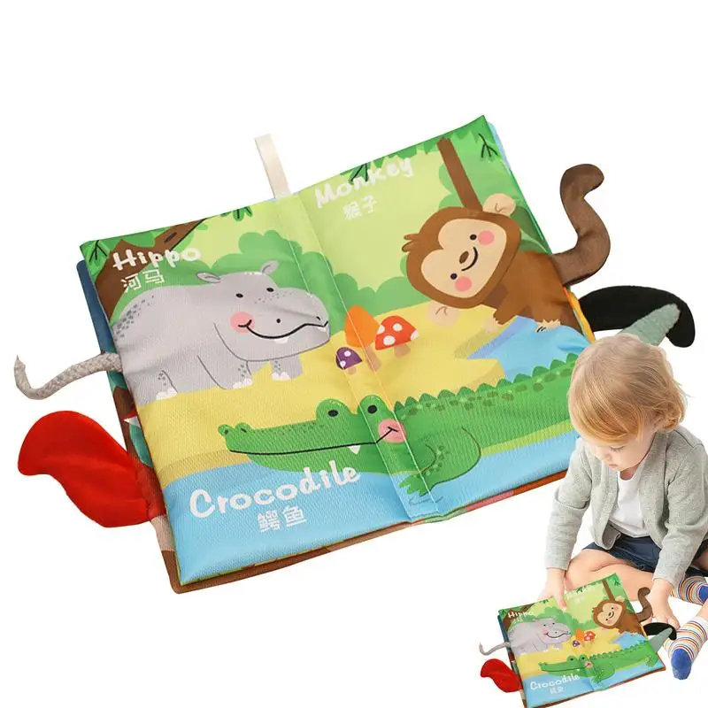 

Soft Book Animal Tails Teething Toys Teether Ring Soft Cloth Crinkle Toddler Books Animal Tails Teething Toys Teether Ring Early