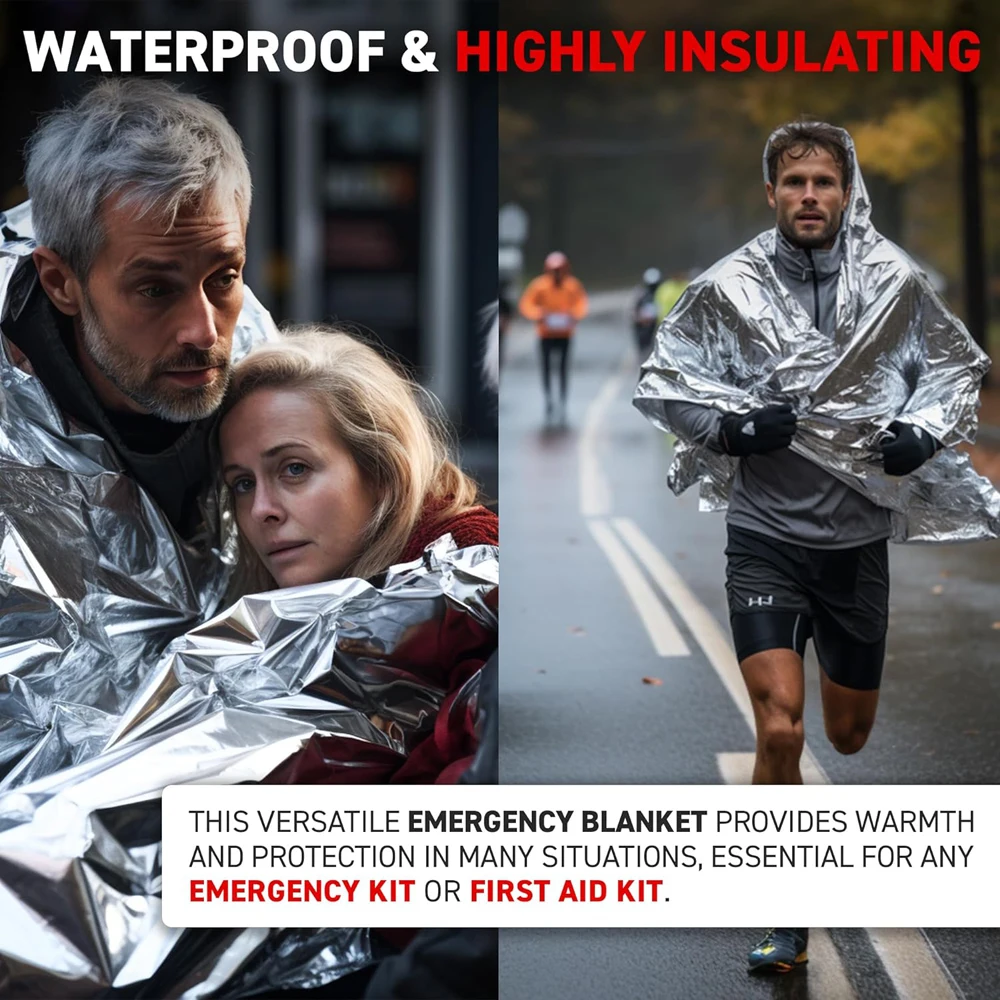 Emergency Blanket Outdoor Survive First Aid Military Outdoor Survive Rescue Kit Windproof Foil Thermal Blanket for Camping Hiki