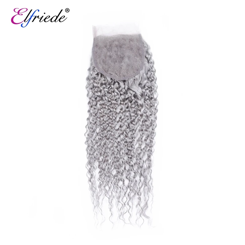 Elfriede grey verworrene lockige vor gefärbte Haar bündel mit Verschluss brasilia nisches remy menschliches Haar webt 3 Bündel mit Spitzen verschluss 4x4