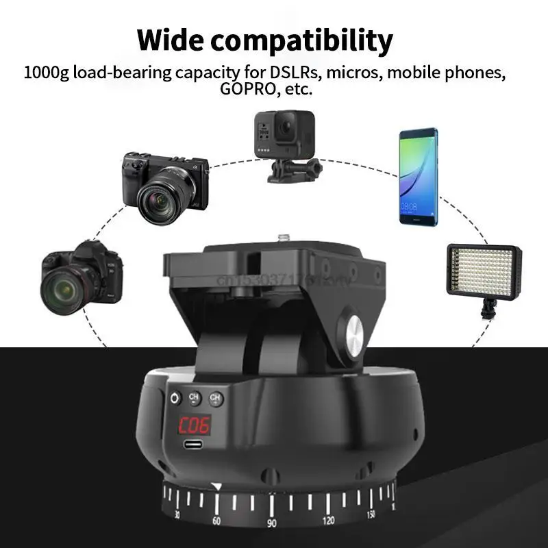 YT-1200 Auto Motorized 360&ordm; Rotating Panoramic Stabilizer Head Remote Control Pan Tilt For Phone Camera GoPro VS zifon YT-1000