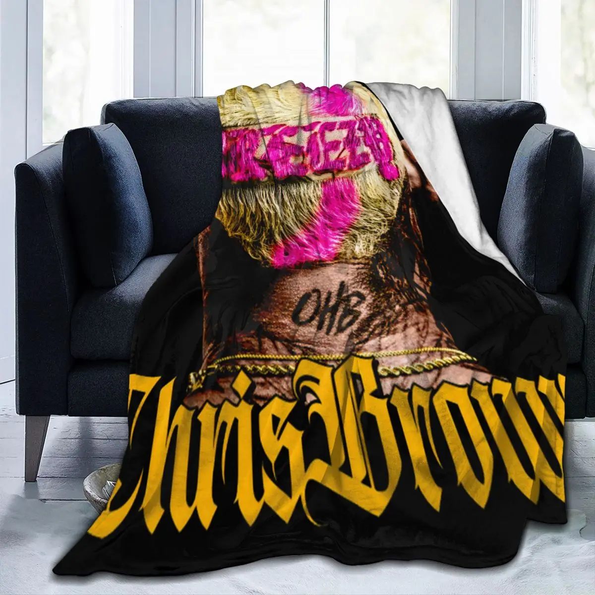 Chris Brown 2024 11 11 Tour Blanket Fleece Print King of R&B Fan Gift Ultra-Soft Throw Blanket for Bedding Bedroom Bedspreads 5