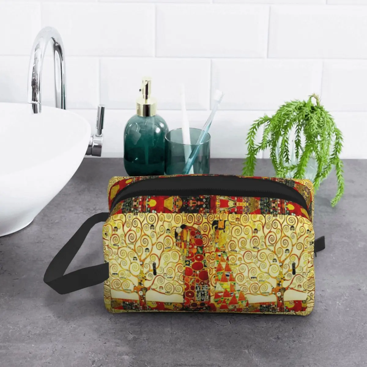 The Tree Of Life By Gustav Klimt Makeup Bag Women Travel Cosmetic Organizer Kawaii Painting Art Storage Toiletry Bags