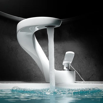 New Design Basin Faucet Brass Bathroom Basin Waterfall Hot and Cold Water Mixer Tap Single Handle Crane Chrome Black Mixer Tap
