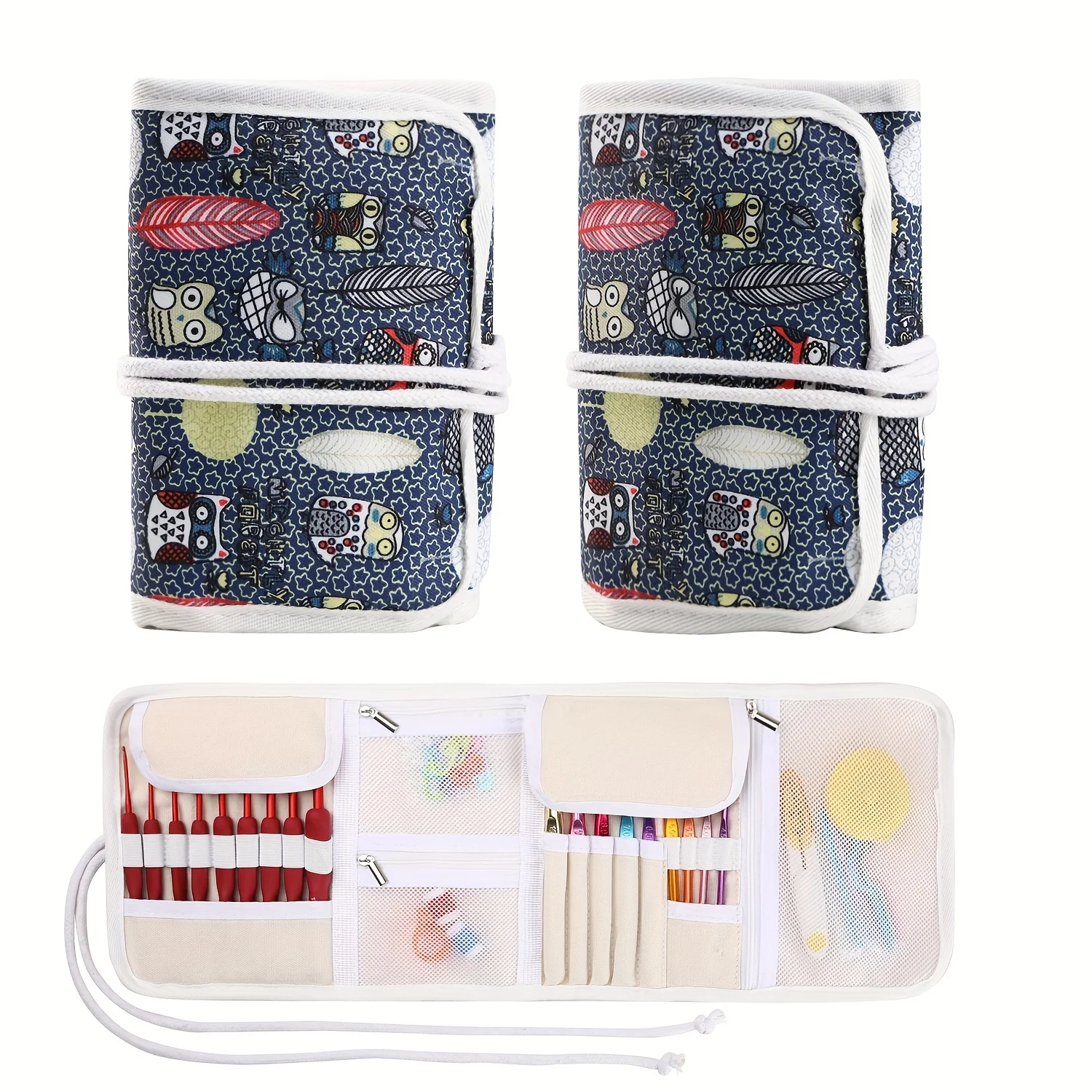 Knitting Tool Organizer DIY Crochet Tool accessories Portable Roll-Up Storage Bag For Crochet Supplies