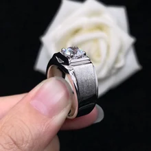 1CT Diamond Engagement Rings For Man D Color Solid Platinum PT950 Statement Men's Ring Valuable Gift For Lady All Size Ok