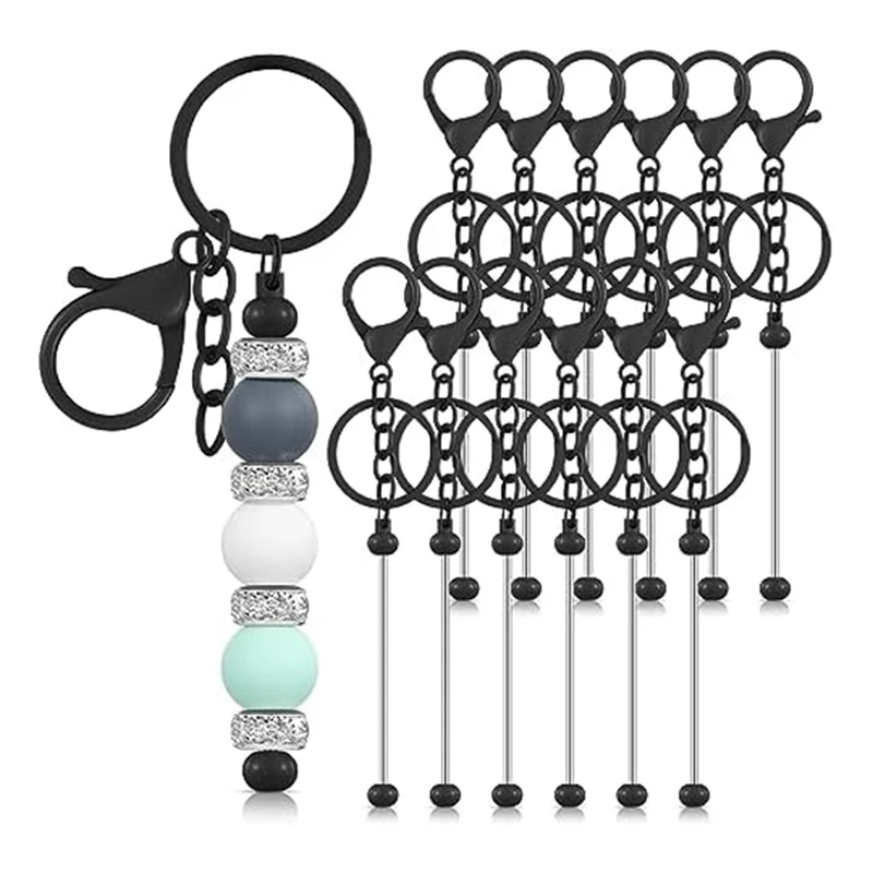 

12Pcs Beaded Keychains Blank Keychains Jewelry Crafts For Keychains DIY Projects Pendants