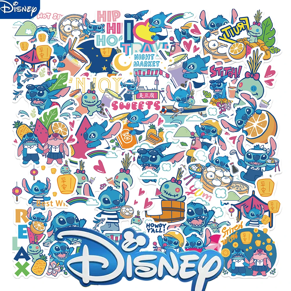 

40PCS Disney Cute Cartoon Cute Stitch Stickers PVC for DIY Phone Laptop Fridge Bottle Anime Decal Sticker for Kids Gift Toys