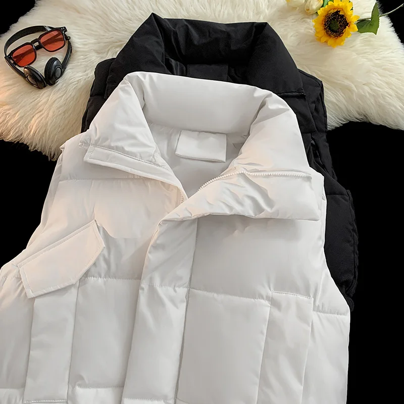 Plain Color Men's Sleeveless Vest Jackets Winter Fashion Male Cotton-Padded Vests Coats for Men Warm Waistcoats Spring Clothing