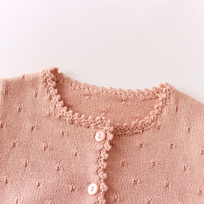 2025 신상 가을 0-3세 아동복  여아 니트 가디건 긴팔 단색   스웨터 코트