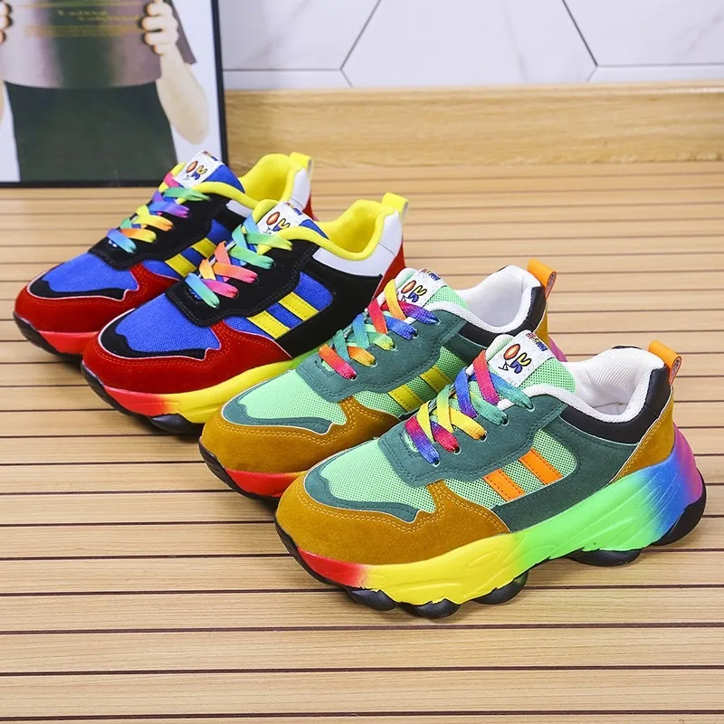 Customizable Women's Colorful Platform Sneakers – Fashionable, Comfortable, Breathable